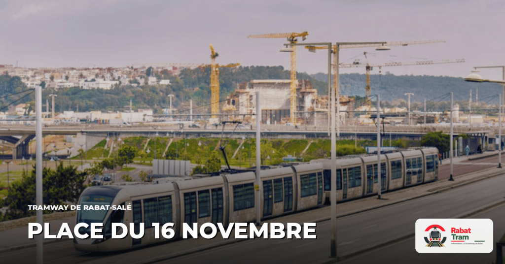 Station Place du 16 Novembre sur la Ligne 1, tramway de Rabat-Salé